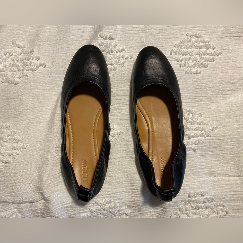 J Crew Lizzie leather ballet flats shoes Size 10 WORN ONCE - Picture 2 of 4